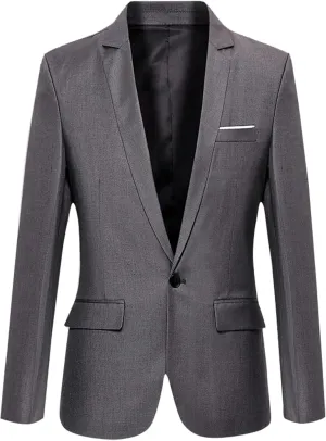 Men's Suit Jackets Slim Fit Blazer Business Casual One Button Long Sleeve Blazers