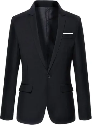 Men's Suit Jackets Slim Fit Blazer Business Casual One Button Long Sleeve Blazers