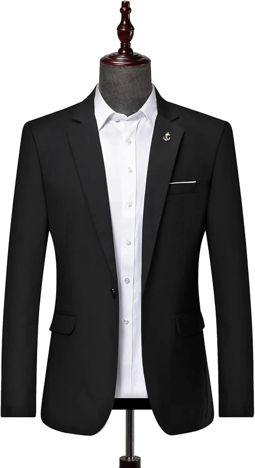 Men's Suit Jackets Slim Fit Blazer Business Casual One Button Long Sleeve Blazers