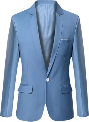 Men's Suit Jackets Slim Fit Blazer Business Casual One Button Long Sleeve Blazers