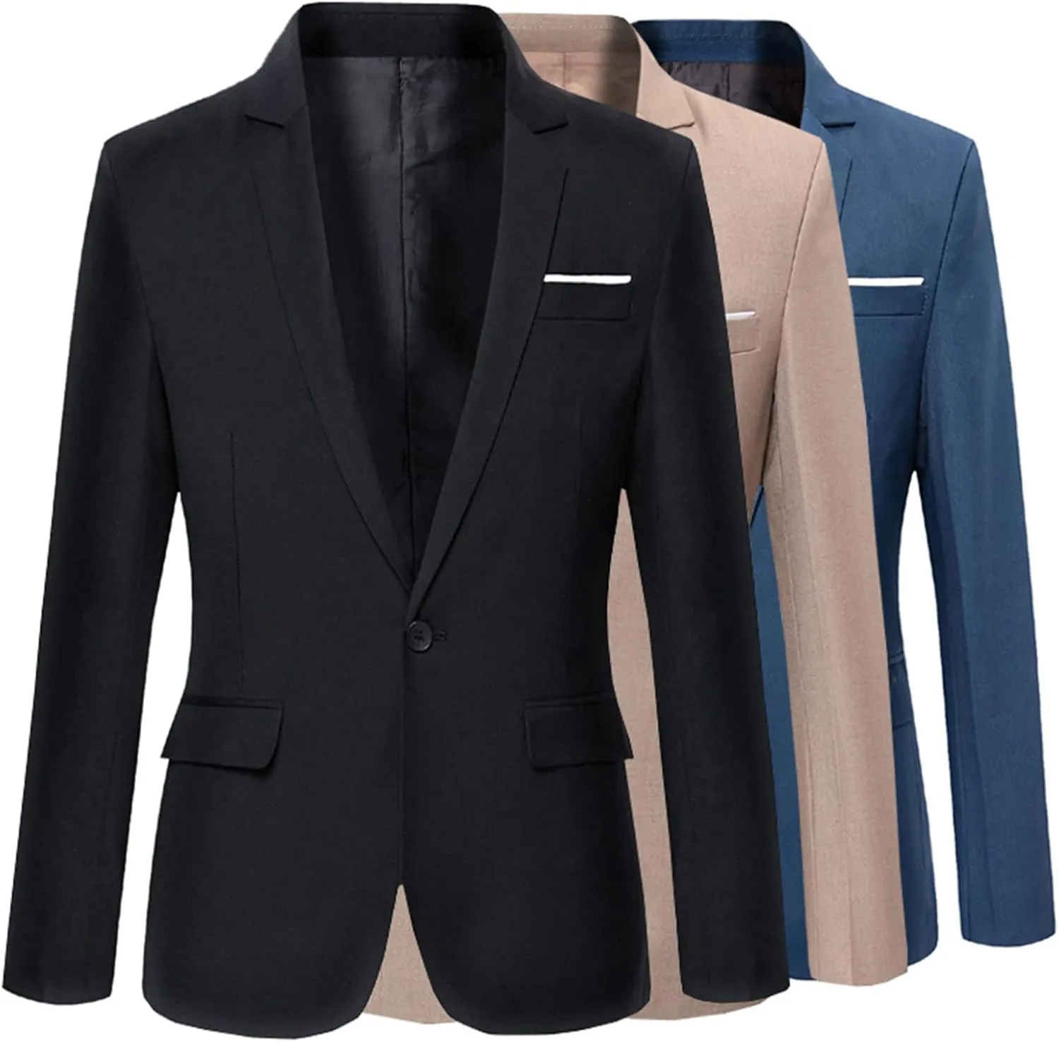 Men's Suit Jackets Slim Fit Blazer Business Casual One Button Long Sleeve Blazers