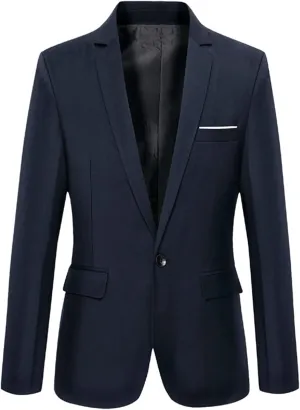 Men's Suit Jackets Slim Fit Blazer Business Casual One Button Long Sleeve Blazers