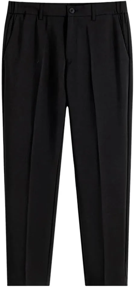 Men‘S Suit Pants Non-Iron Elastic Nine-Point Pants Breathable Wide Leg Casual Straight Trouser
