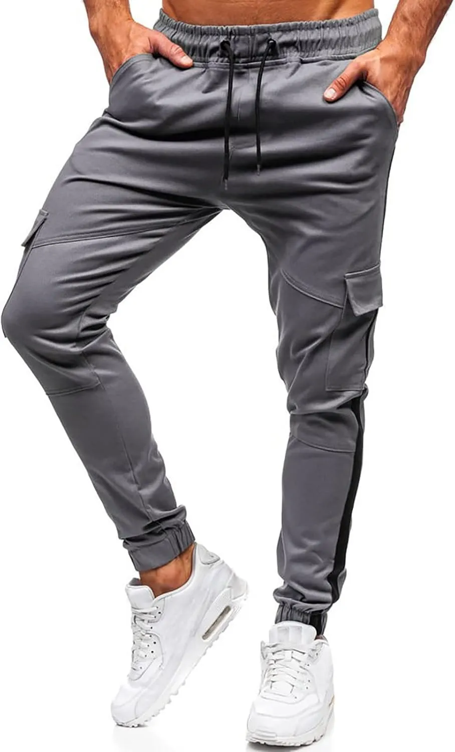 Mens Sweatpants Cargo Open Bottom Straight Leg Casual Loose Fit Baggy Athletic Jogger Pants with Pockets Men's Joggers