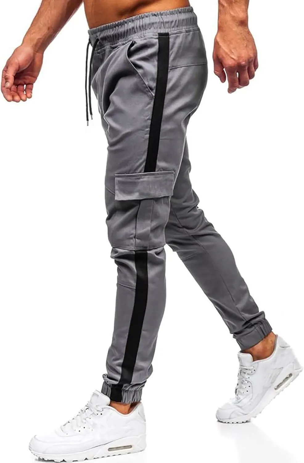 Mens Sweatpants Cargo Open Bottom Straight Leg Casual Loose Fit Baggy Athletic Jogger Pants with Pockets Men's Joggers