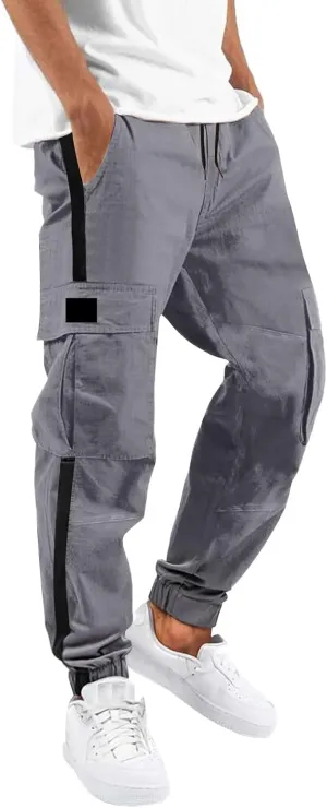 Mens Sweatpants Cargo Open Bottom Straight Leg Casual Loose Fit Baggy Athletic Jogger Pants with Pockets Men's Joggers
