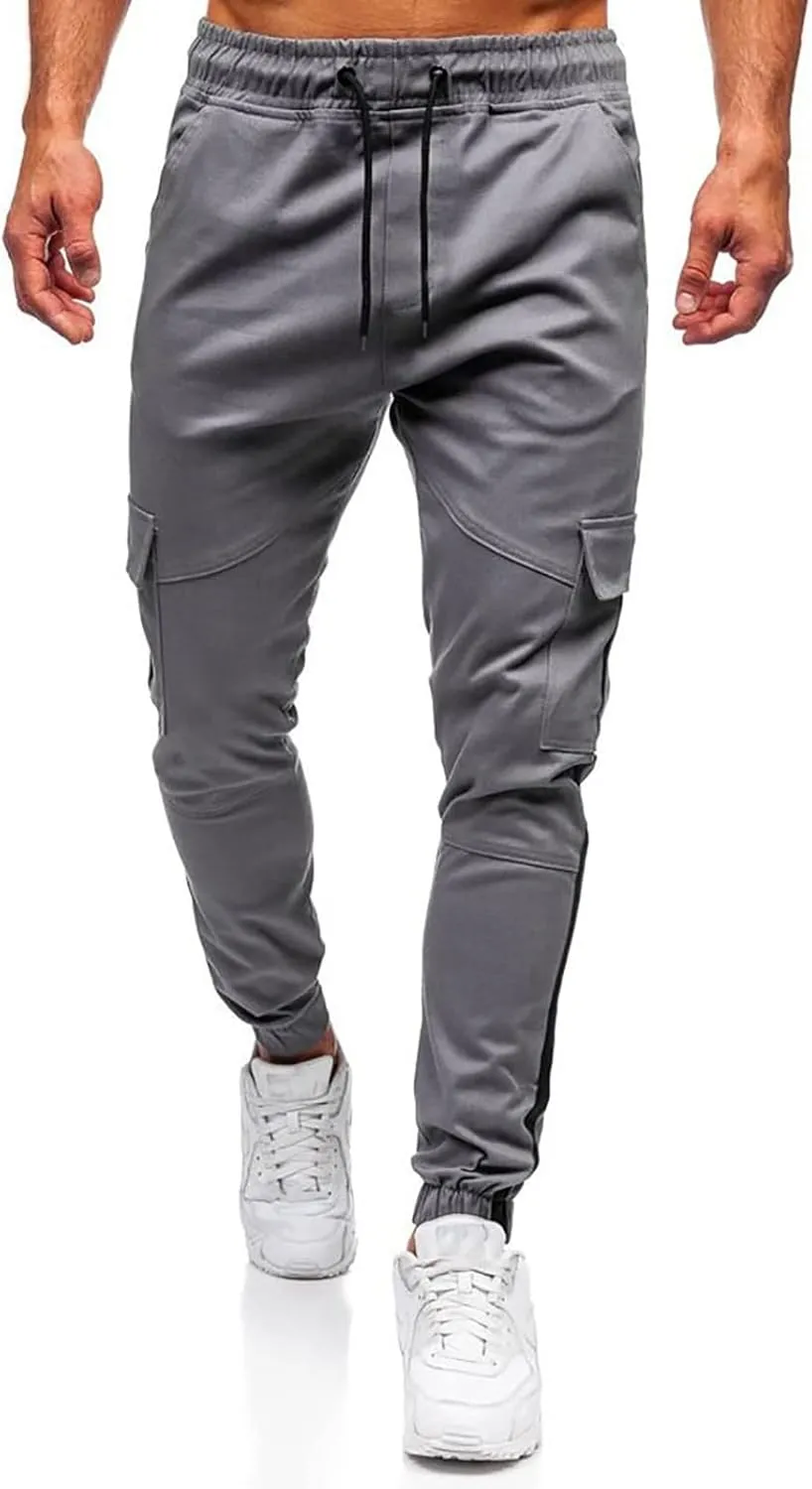 Mens Sweatpants Cargo Open Bottom Straight Leg Casual Loose Fit Baggy Athletic Jogger Pants with Pockets Men's Joggers
