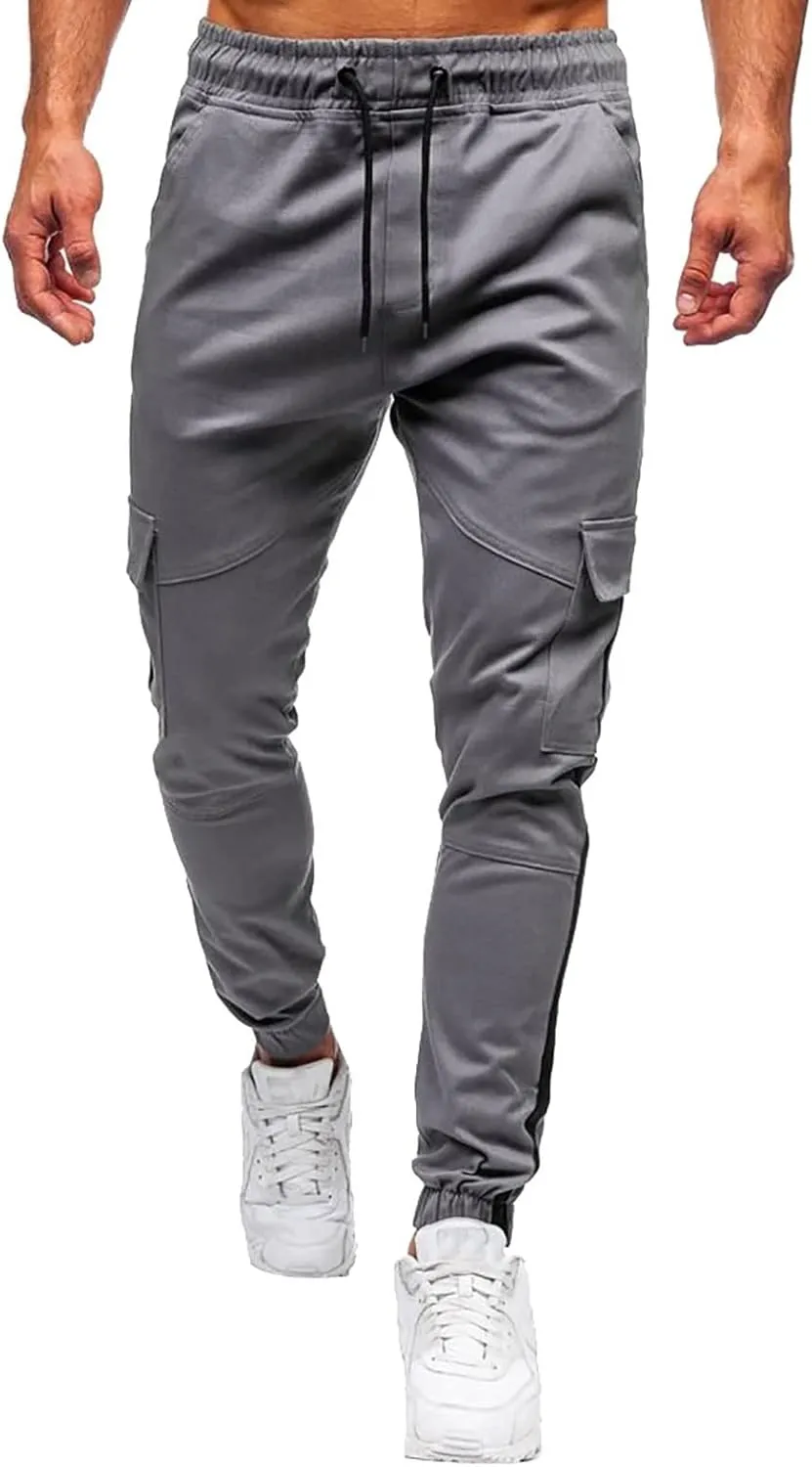 Mens Sweatpants Cargo Open Bottom Straight Leg Casual Loose Fit Baggy Athletic Jogger Pants with Pockets Men's Joggers