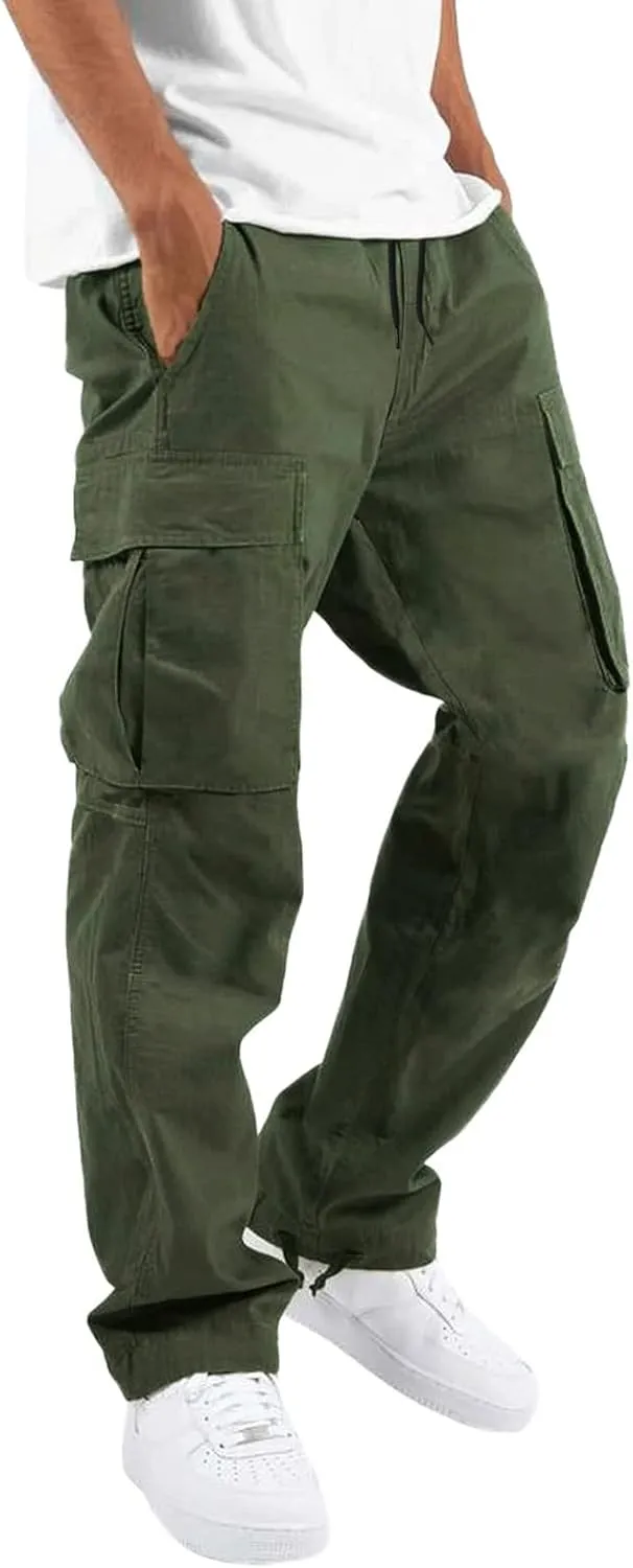 Mens Sweatpants Winter High Street Fashion Leisure Loose Sports Running Solid Color Lace Up Pants Athletic Loose