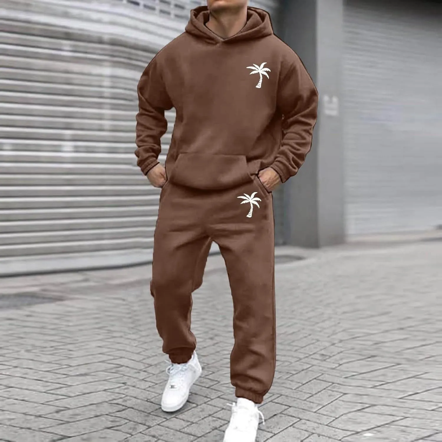 Mens Tracksuit 2 Pieces Set Long Sleeve Hoodie Sweatsuit Pullover Athletic Jogging Suits Casual Outfit with Pockets