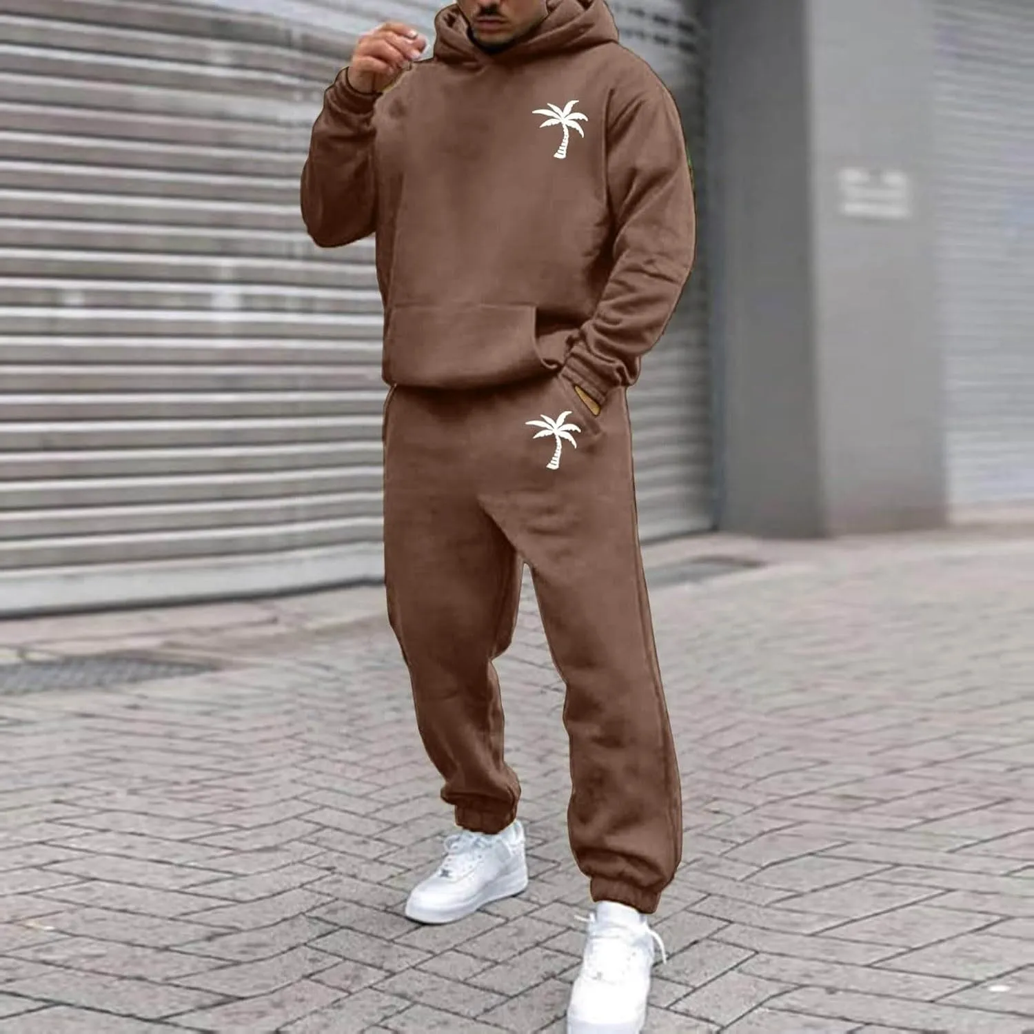 Mens Tracksuit 2 Pieces Set Long Sleeve Hoodie Sweatsuit Pullover Athletic Jogging Suits Casual Outfit with Pockets