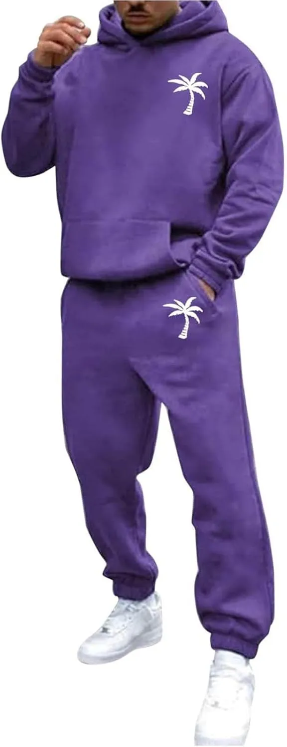 Mens Tracksuit 2 Pieces Set Long Sleeve Hoodie Sweatsuit Pullover Athletic Jogging Suits Casual Outfit with Pockets