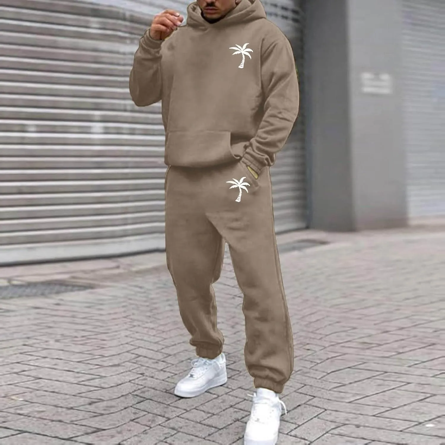 Mens Tracksuit 2 Pieces Set Long Sleeve Hoodie Sweatsuit Pullover Athletic Jogging Suits Casual Outfit with Pockets