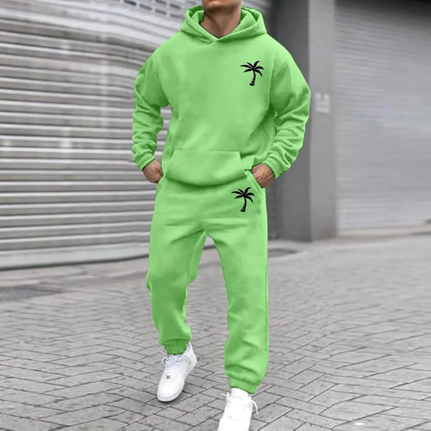Mens Tracksuit 2 Pieces Set Long Sleeve Hoodie Sweatsuit Pullover Athletic Jogging Suits Casual Outfit with Pockets