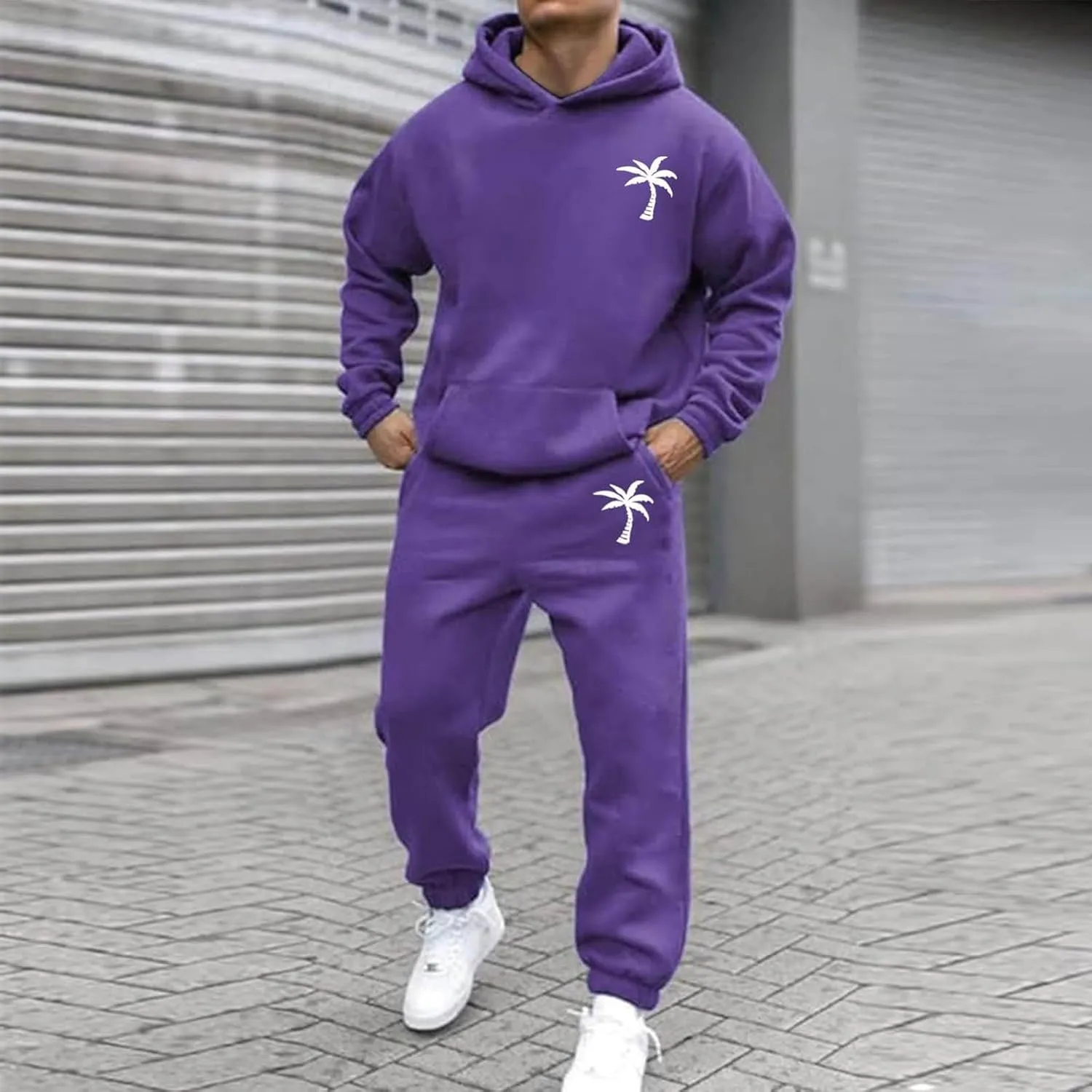 Mens Tracksuit 2 Pieces Set Long Sleeve Hoodie Sweatsuit Pullover Athletic Jogging Suits Casual Outfit with Pockets