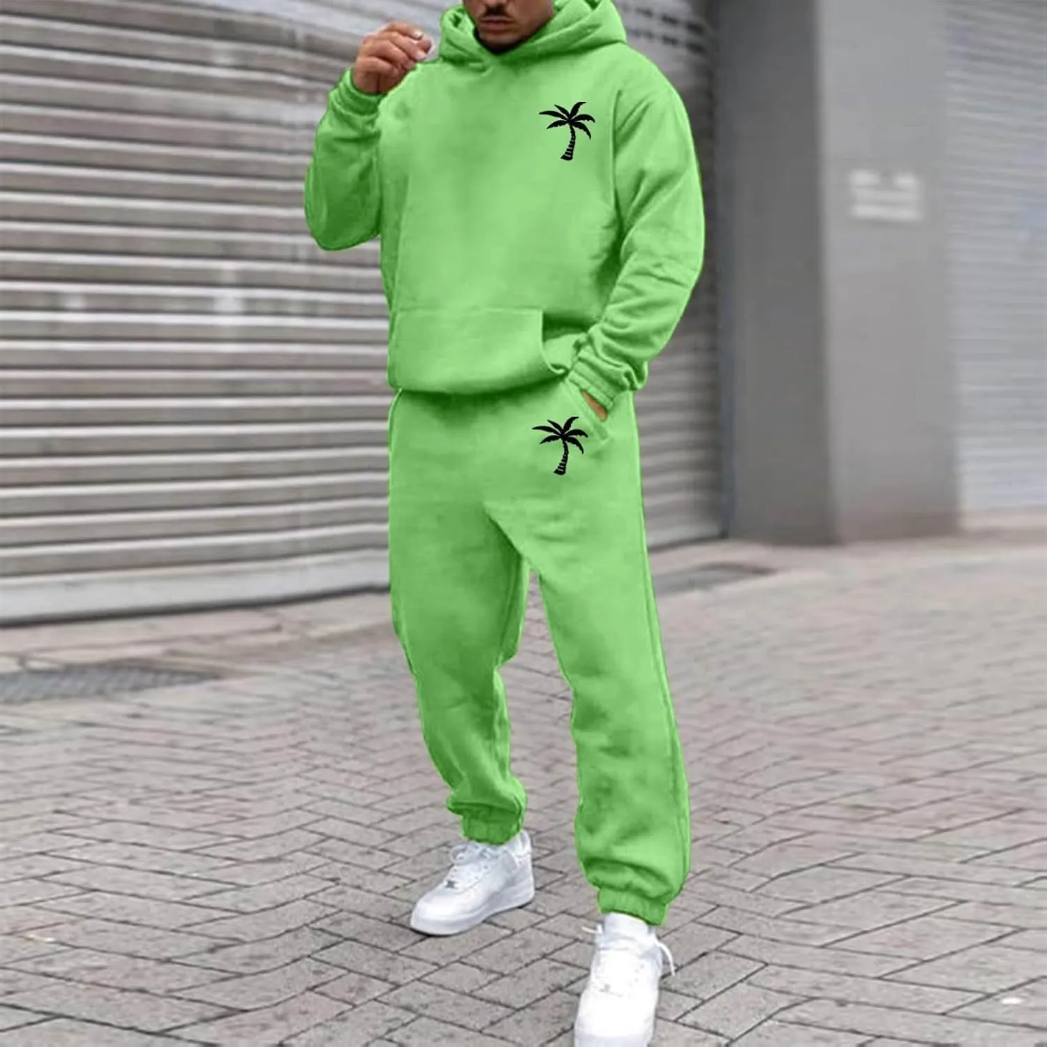 Mens Tracksuit 2 Pieces Set Long Sleeve Hoodie Sweatsuit Pullover Athletic Jogging Suits Casual Outfit with Pockets