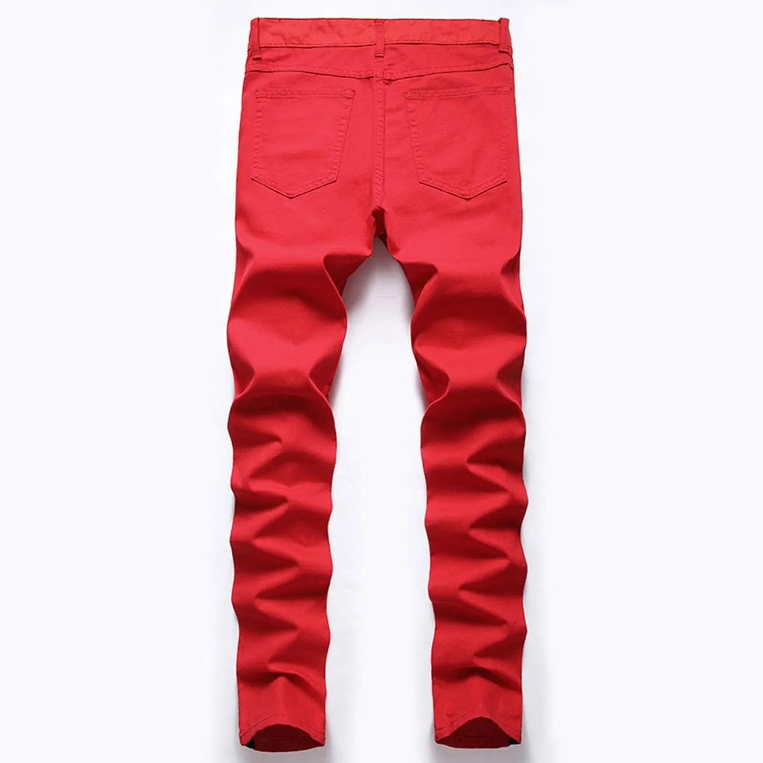 Men's Trousers Slim Casual Fit Ripped Straight Leg Plus Size Fashion Pants Middle Waist Denim Long Pants Mens Jeans