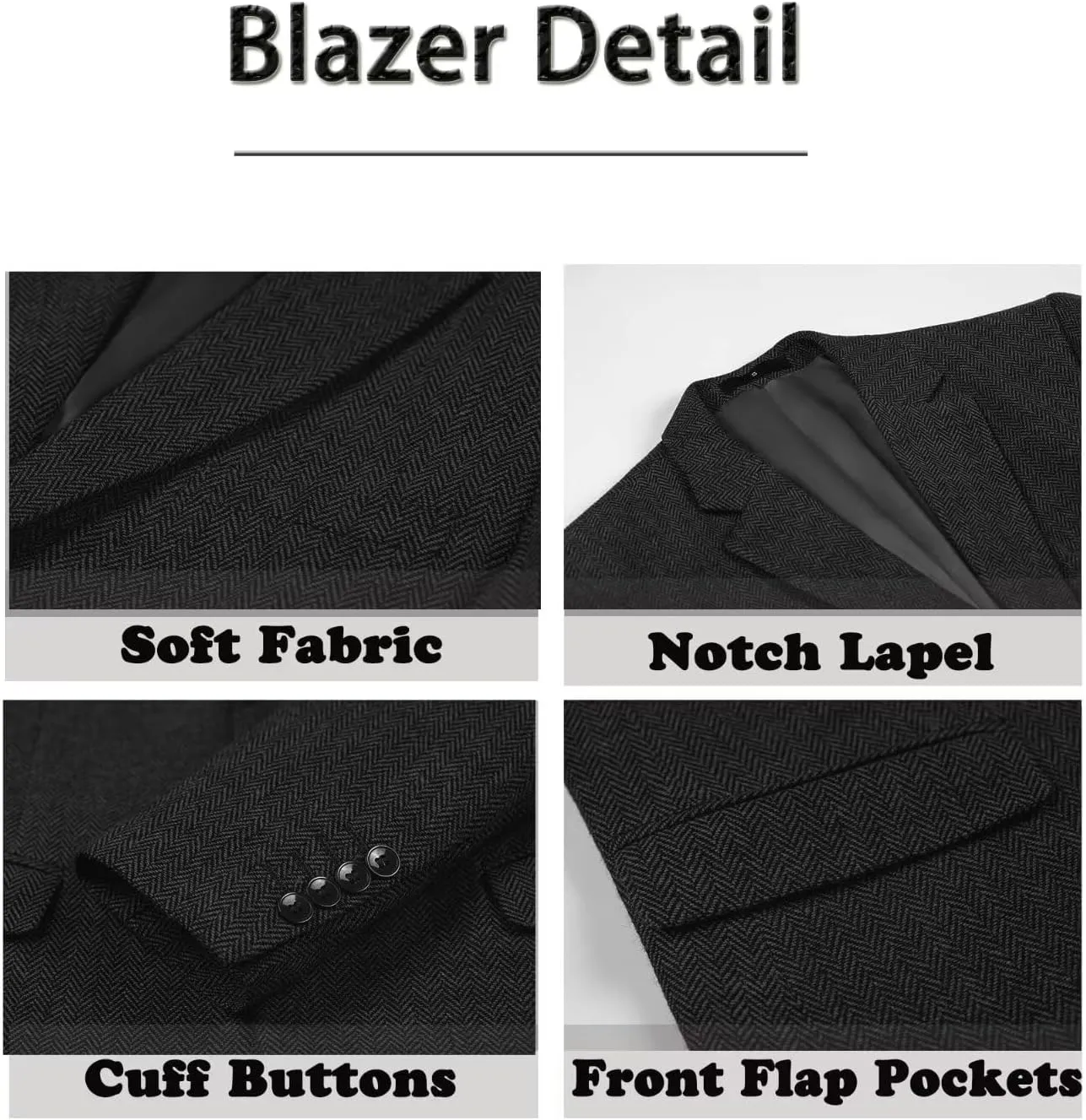 Mens Tweed Blazer Casual Wool Blend Slim Fit Formal Suit Jackets for Men