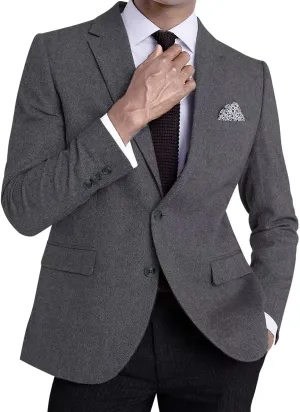 Mens Tweed Blazer Casual Wool Blend Slim Fit Formal Suit Jackets for Men
