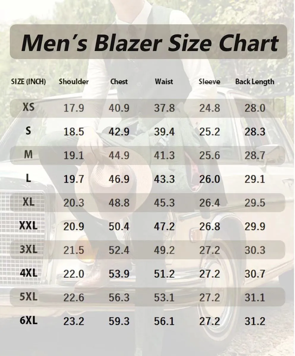 Mens Tweed Blazer Casual Wool Blend Slim Fit Formal Suit Jackets for Men