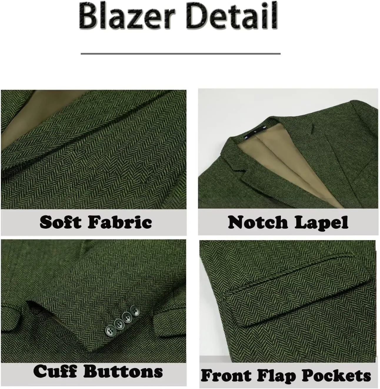 Mens Tweed Blazer Casual Wool Blend Slim Fit Formal Suit Jackets for Men