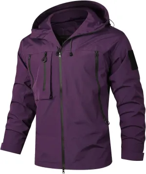 Men's Waterproof Rain Jacket Lightweight Hooded Raincoat Outdoor Hiking Windbreaker 2024 Spring & Fall Rain Coats