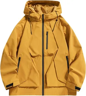 Mens Windproof Jacket Waterproof Lightweight Mountain Sport Jacket for Men Hooded Windbreaker Raincoat Zipper Jackets
