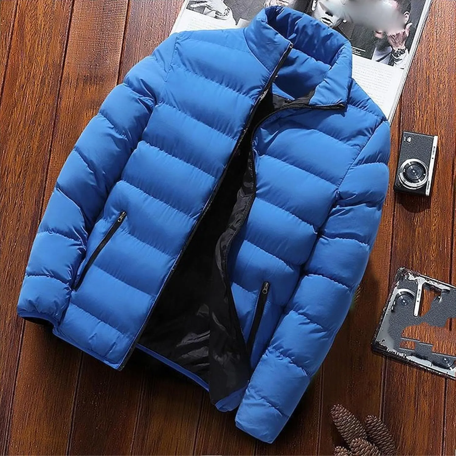 Men's Winter Down Coats Lightweight Warm Puffer Jacket Quilted Thicken Padded Coat Windproof Outerwear
