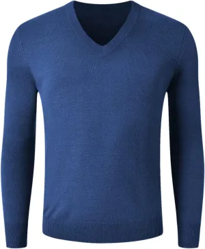 Men's Wool Blend Relaxed Fi V Neck Sweater Knitted Jumper Sweater Long Sleeve Pullover Top