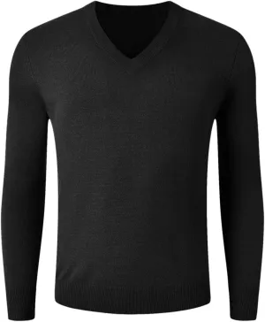 Men's Wool Blend Relaxed Fi V Neck Sweater Knitted Jumper Sweater Long Sleeve Pullover Top