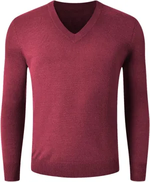 Men's Wool Blend Relaxed Fi V Neck Sweater Knitted Jumper Sweater Long Sleeve Pullover Top