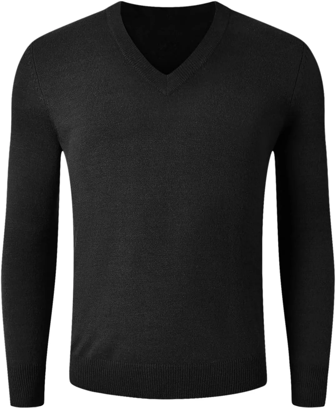 Men's Wool Blend Relaxed Fi V Neck Sweater Knitted Jumper Sweater Long Sleeve Pullover Top
