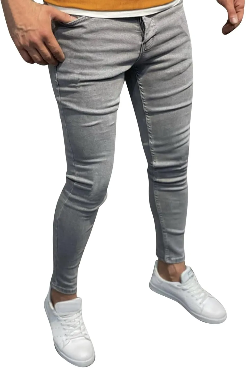 Mens Work Jeans Stretch Flex Classic Camouflage Denim Jeans Flexible Pants Relaxed Wide Leg Denim Trousers Streetwear