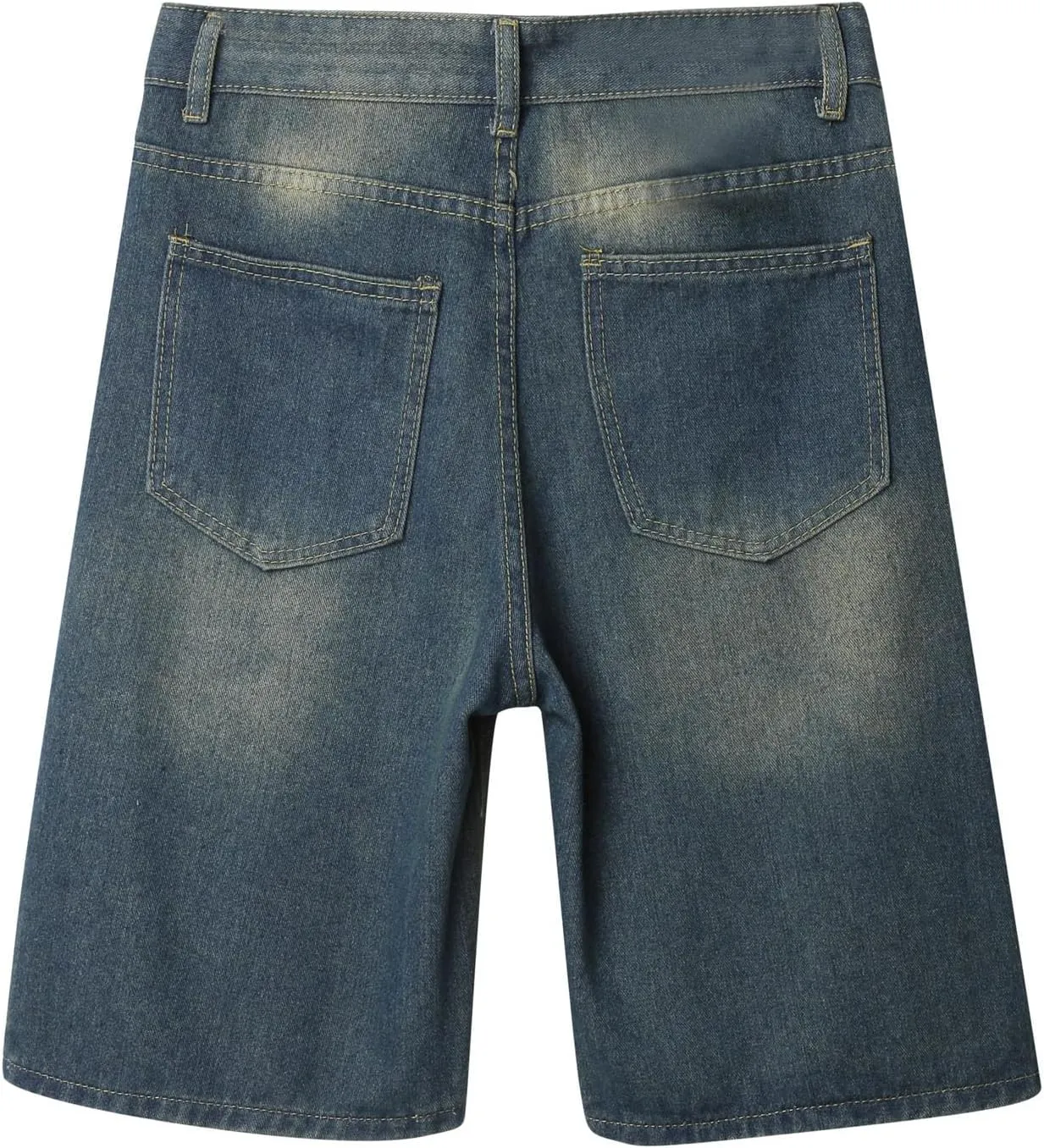 Mens Y2K Baggy Jean Shorts Summer Casual Hip Hop Skateboard Pants Loose Denim Shorts with Pockets Streetwear