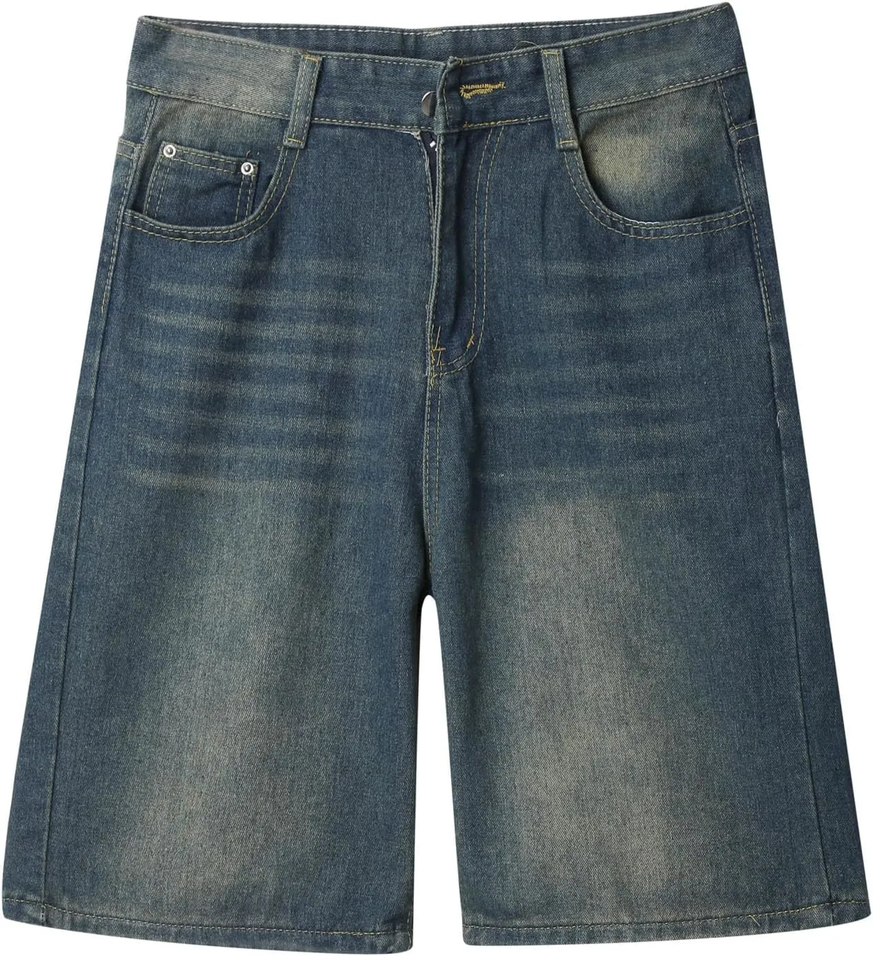 Mens Y2K Baggy Jean Shorts Summer Casual Hip Hop Skateboard Pants Loose Denim Shorts with Pockets Streetwear