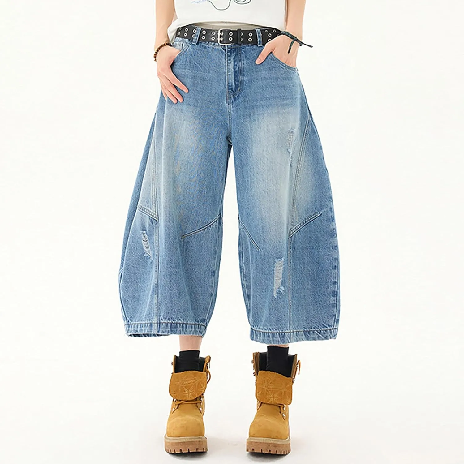 Mens Y2K Grunge Baggy Jean Shorts Casual Hip Hop Aesthetic Pants Loose Fit Denim Shorts Streetwear