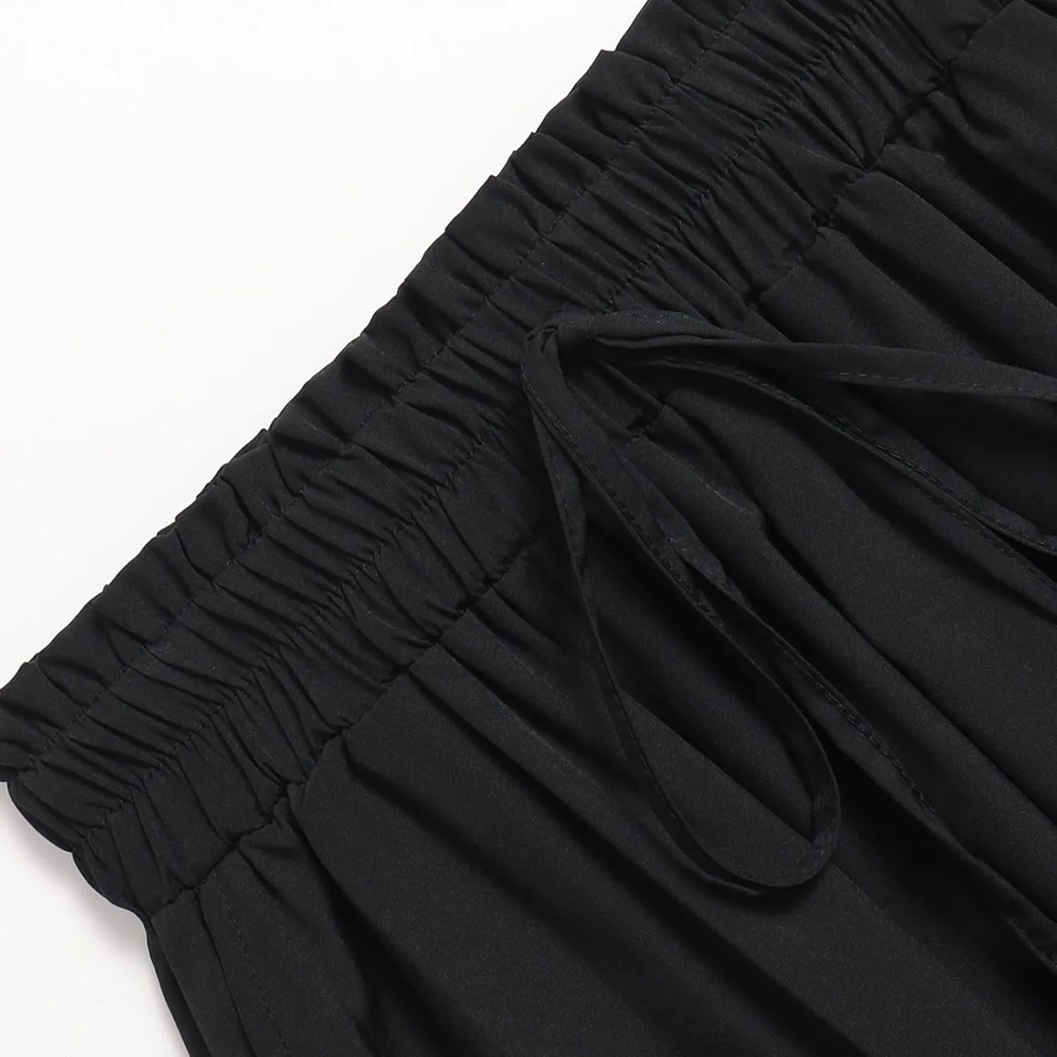 Midi Linen Skirts for Women Summer Drawstring Elastic High Waisted A-Line Smocked Beach Knee Length Skirt with Pockets