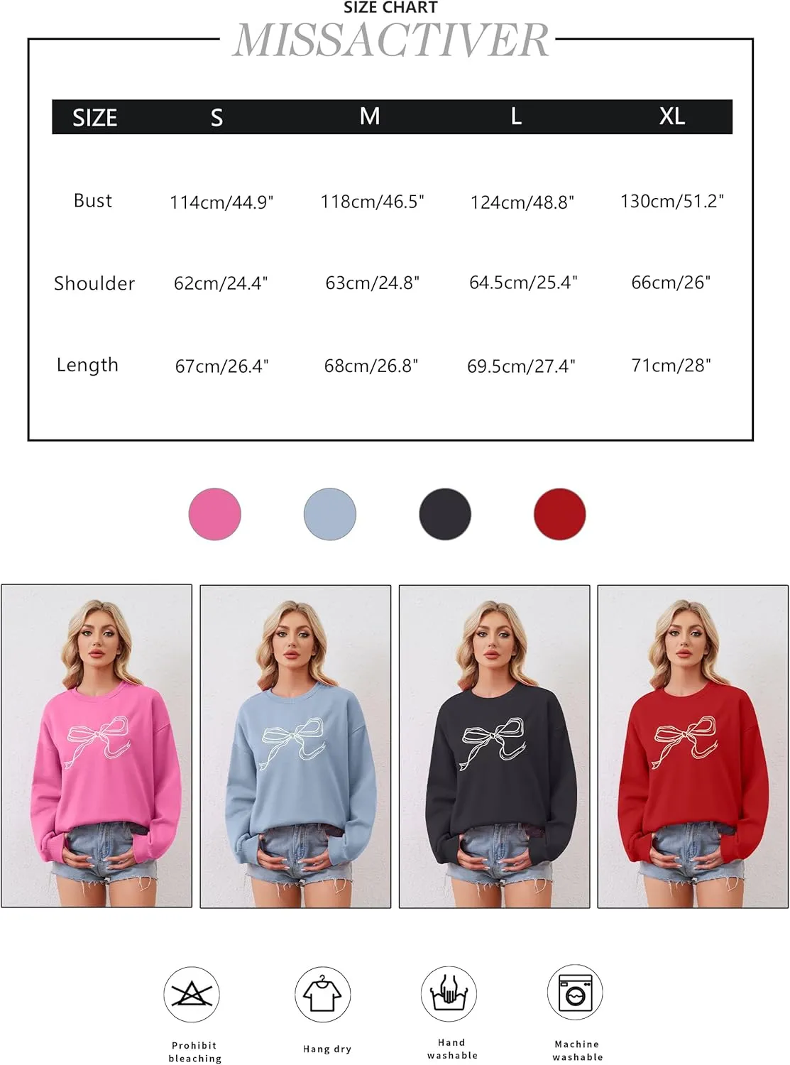 MISSACTIVER Women Bow Graphic Sweatshirts Oversized Pullover Sweatshirts Crewneck Pullover Tops 2024 Fall Fashion Clothes