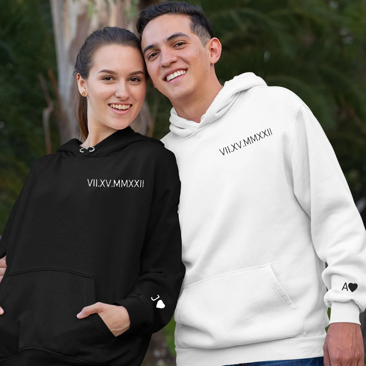 NAZENTI Custom Embroidered Roman Numeral Sweatshirts, Matching Sweatshirts for Couples, Christmas Valentines Gift for Him Her