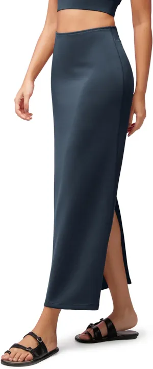 ODODOS Modal Soft Maxi Skirt for Women, Back Slit High Waist Casual Long Pencil Skirts