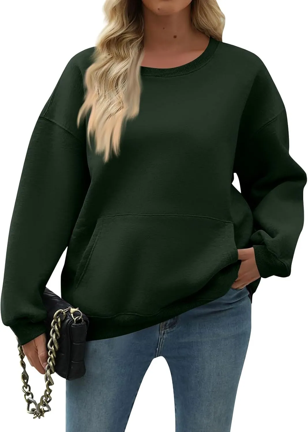 Oversized Crewneck Sweatshirts Women Soft Comfy Fleece Sweatshirts Trendy Fall Pullover Sweaters Preppy Cute Clothes