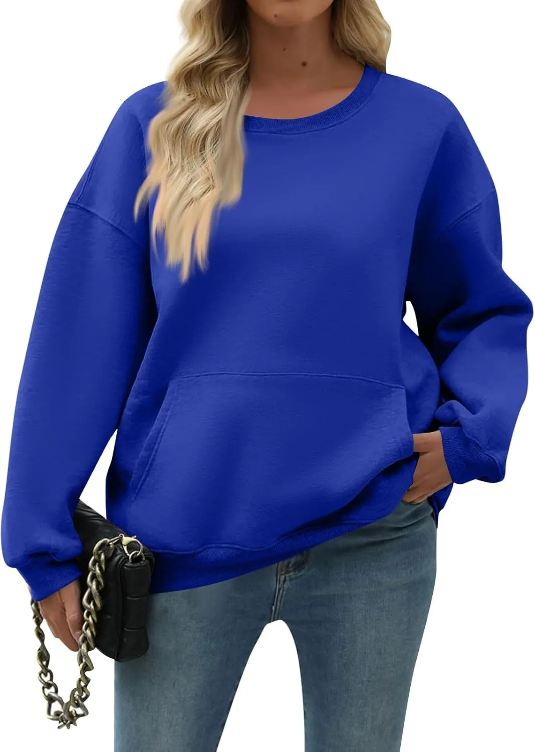 Oversized Crewneck Sweatshirts Women Soft Comfy Fleece Sweatshirts Trendy Fall Pullover Sweaters Preppy Cute Clothes