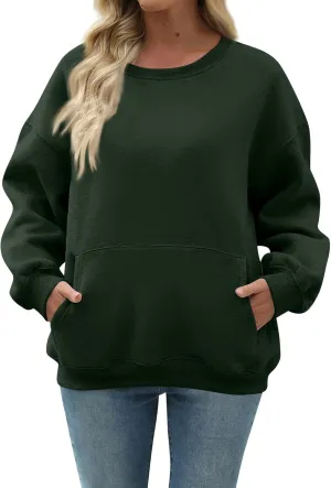 Oversized Crewneck Sweatshirts Women Soft Comfy Fleece Sweatshirts Trendy Fall Pullover Sweaters Preppy Cute Clothes