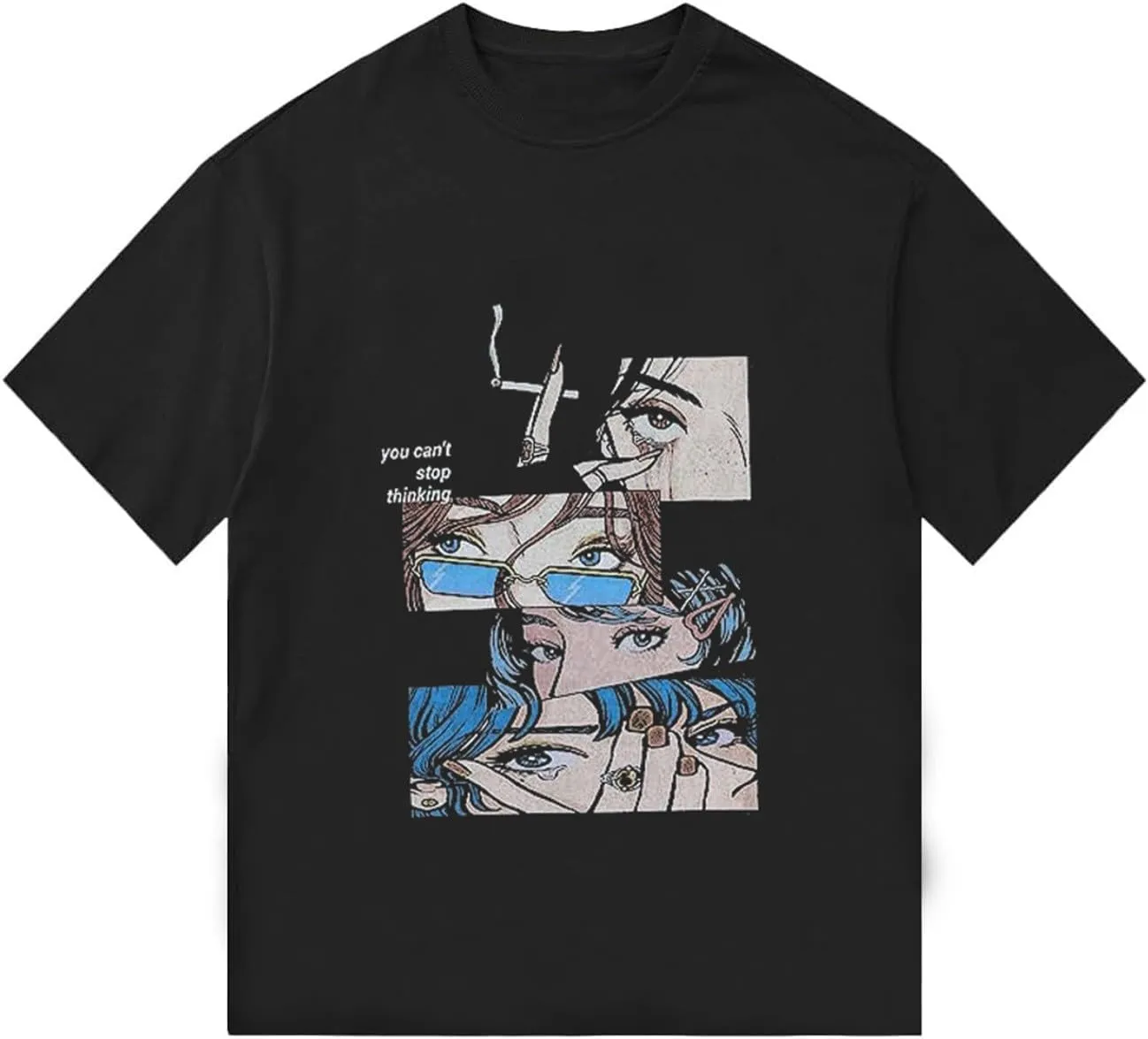 Oversized Graphic Tees Men Vintage Y2K Print Shirts Streetwear Unisex Harajuku T-Shirts