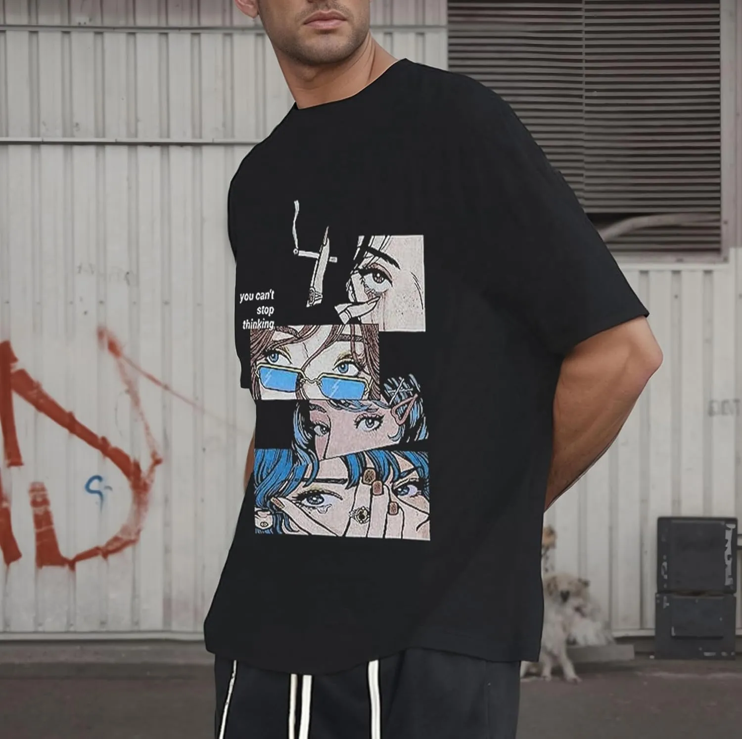 Oversized Graphic Tees Men Vintage Y2K Print Shirts Streetwear Unisex Harajuku T-Shirts