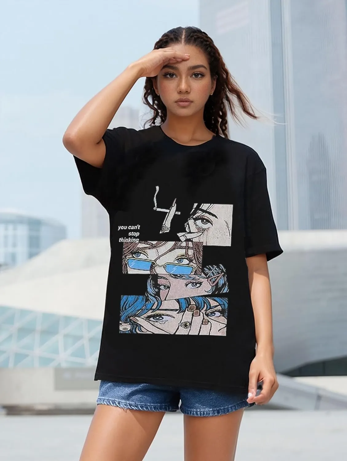 Oversized Graphic Tees Men Vintage Y2K Print Shirts Streetwear Unisex Harajuku T-Shirts