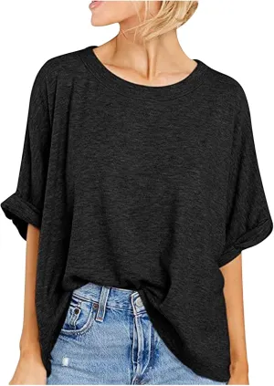 Oversized Tshirts Shirts for Women Loose Fit Workout Tops Casual Summer 2025 Trendy Plaid Tees Shirt