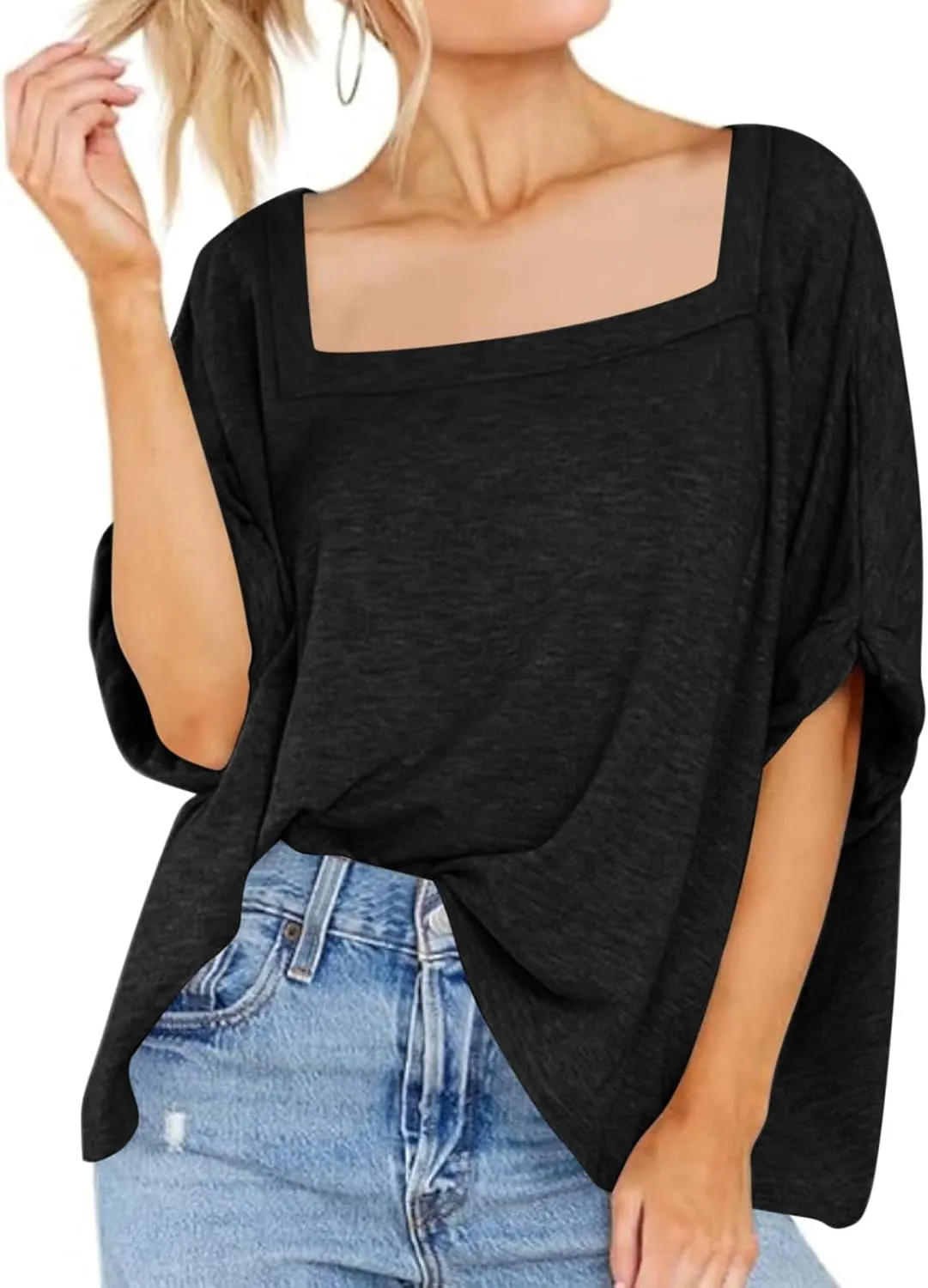 Oversized Tshirts Shirts for Women Loose Fit Workout Tops Casual Summer 2025 Trendy Plaid Tees Shirt