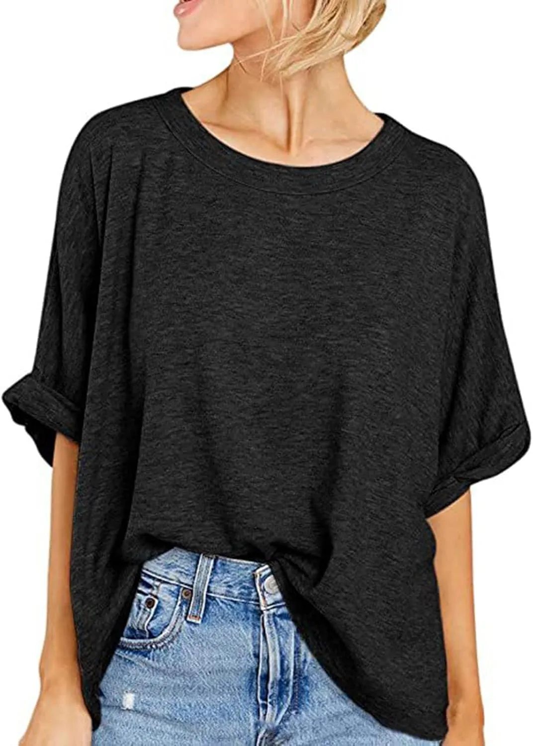 Oversized Tshirts Shirts for Women Loose Fit Workout Tops Casual Summer 2025 Trendy Plaid Tees Shirt