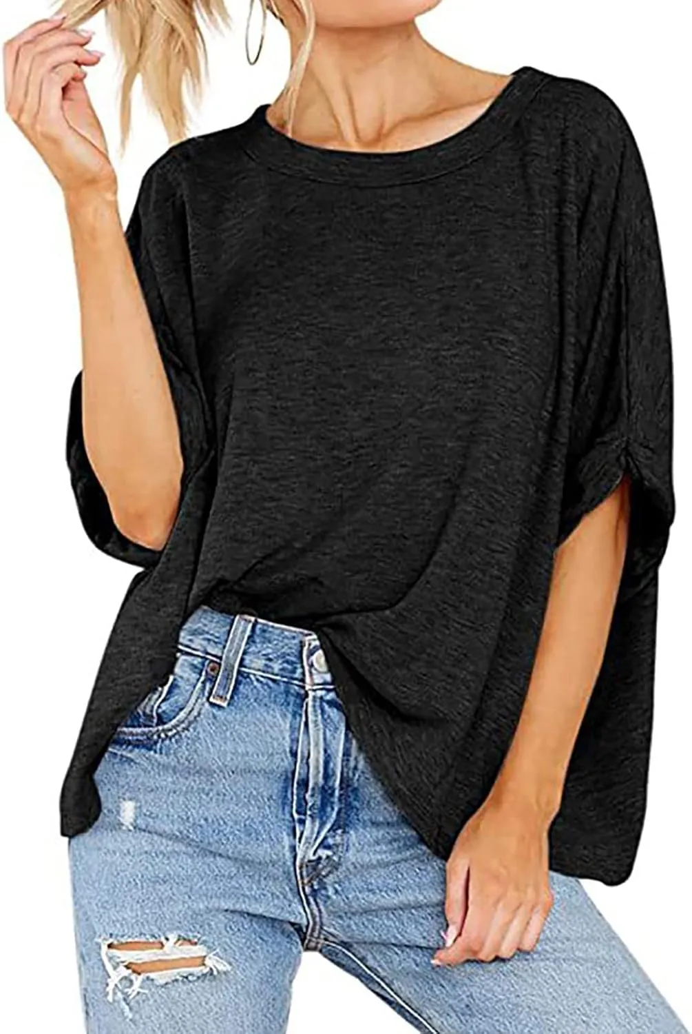 Oversized Tshirts Shirts for Women Loose Fit Workout Tops Casual Summer 2025 Trendy Plaid Tees Shirt